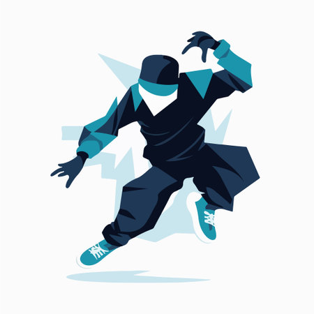 Hip hop dancer and b-boy in action, vector illustration on white background.のイラスト素材