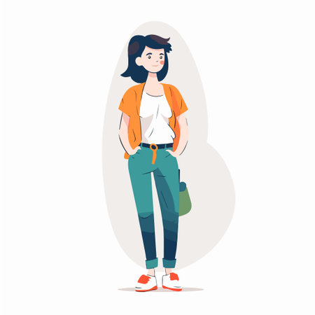 Young woman in casual clothes. Vector illustration in a flat style.