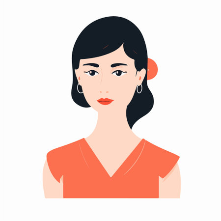 Beautiful young woman with short hair. Vector illustration in flat style.のイラスト素材