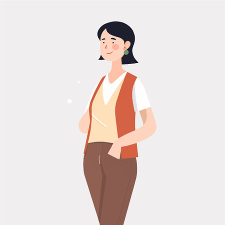 Young woman in casual clothes. Vector illustration in a flat style.のイラスト素材