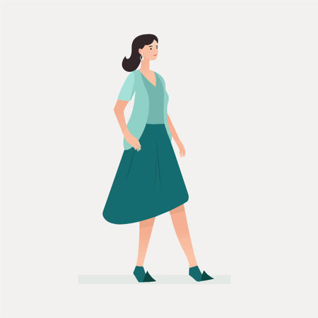Beautiful young woman walking. Vector illustration in a flat style.のイラスト素材