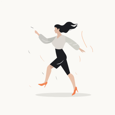 Running woman. Vector illustration in flat style. Isolated on white background.のイラスト素材