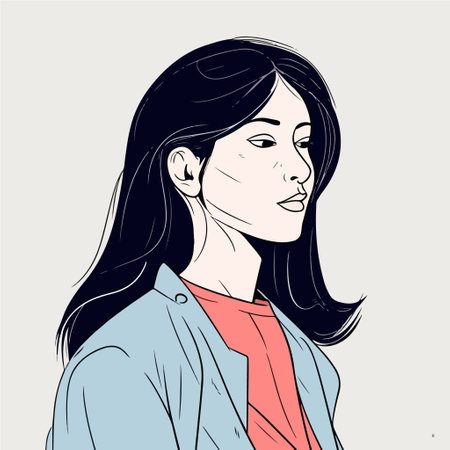 Beautiful young woman in sketch style. Hand drawn vector illustration.のイラスト素材
