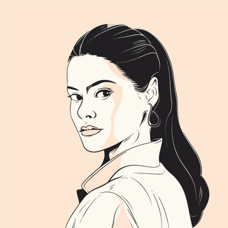 Portrait of a beautiful woman. Vector illustration in sketch style.のイラスト素材