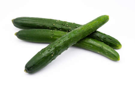 Cucumber isolated on white backgroundの写真素材