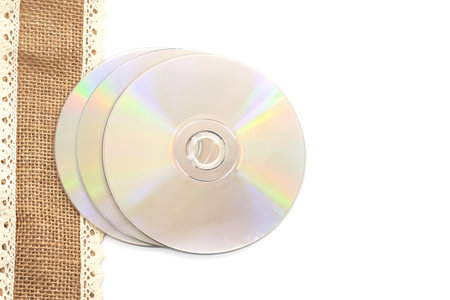 DVD blue ray discs with cases white background movie CD design boxの写真素材