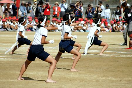 Cheer competition at japanese primary school sports dayのeditorial素材