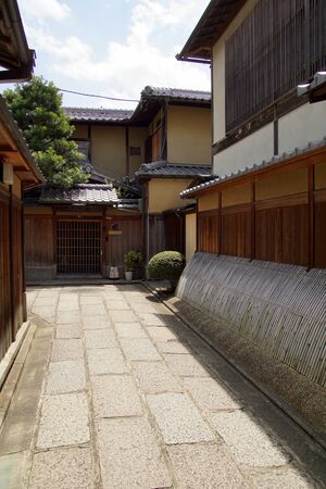 Japanese old street Isibekoji at Kyotoのeditorial素材