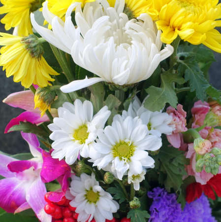Bouquet prepared for a grave in Japanの写真素材