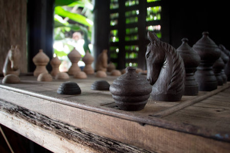 Wooden Thai Chessの写真素材