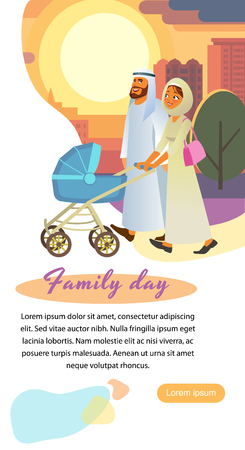 Family Day Out Vertical Vector Web Banner Landing Page Or Flyer