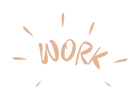 Inscription Work isolated on a white background. Banner vector illustration of white wall with colored inscription Comunication. Concept of drawings on the wall using a white background.のイラスト素材