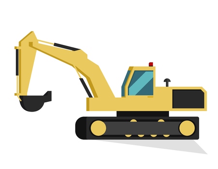 Vector Concept Modern City Construction Buildings. Vector Illustration Cartoon Construction Excavator Isolated On White Background. Auxiliary Equipment for Construction New Metropolis Building.のイラスト素材