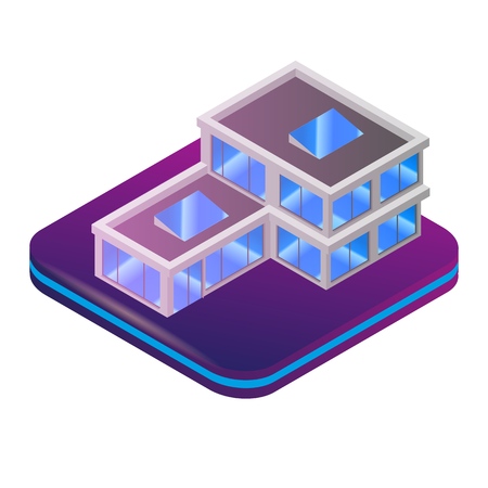 Isometric Image Augmented Reality for Architect. Vector Illustration Futuristic City Building. Virtual Projection Construction New Raging Hous. Modern City Building. Isolated on White Backgroundのイラスト素材