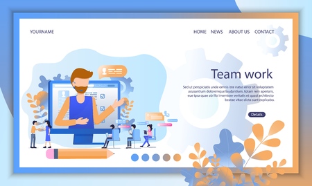 Business People Teamwork Education Coach Workshop. Person Network Conversation Inspiration School for Millennial Community Communication Growth Banner Flat Cartoon Vector Illustrationのイラスト素材