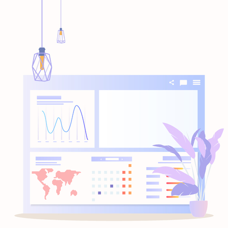 Global Data Analysis Grath Businesswoman Character. Business Woman Show Worldwide Finance Growth Chart. Digital Marketing Kpi Presentation. Banking Economic Budget Concept Flat Cartoon Illustrationのイラスト素材