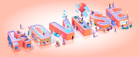Financial Advise Account Typography Letter Banner. Professional Finance Analysis Business Advisor Character. Consultation Data Analyse Meeting Motivation Isometric 3d Vector Illustrationのイラスト素材