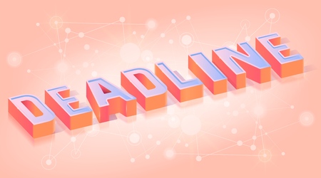Deadline 3d Word, Glossy Extruded Text Title, Isometric Projection Vector Typography Template, Business Planning, Organization Online Service Poster, Web Banner Design Element on Gradient Backgroundのイラスト素材