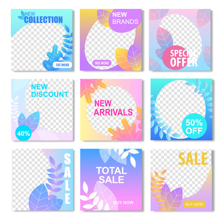 New Collection Brand Discount Arrival Special Offer Total Sale Banner with Transparent Background. Fashion Store Product Clearance Summer Spring Autumn Fall Season Promotion Super Price Social Mediaのイラスト素材