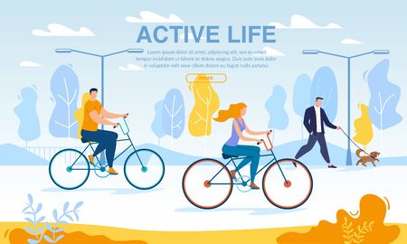 Happy Business People Riding Bikes Active Life Poster. Cycle to Work Day. Office Workers Cycling Outdoor Public Urban Park. Eco Transpiration to Job. World Environment Safety. Healthy Lifestyleのイラスト素材