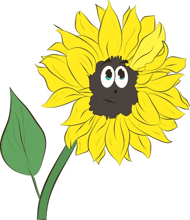 Cute cartoon sunflower - vector illustrationのイラスト素材