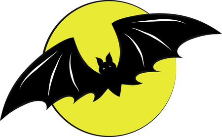 Bat flying with a full moon in the white background のイラスト素材