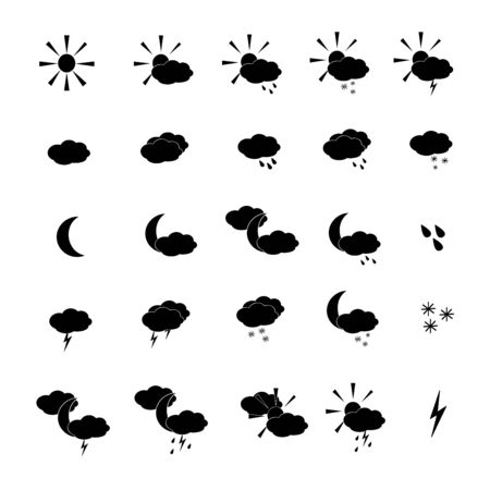 Weather Icons with White Backgroundのイラスト素材