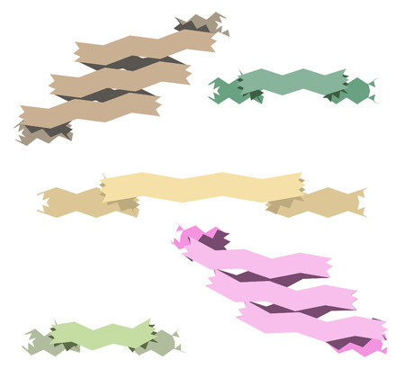 Set of curled ribbons, vector illustration のイラスト素材