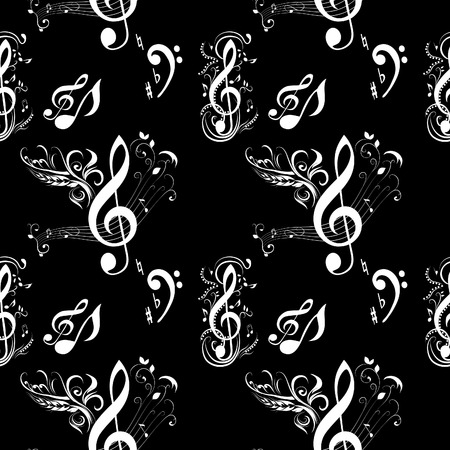 Seamless Pattern of Music Notesのイラスト素材
