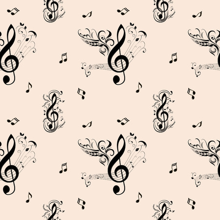 Vector Seamless Pattern with music notesのイラスト素材