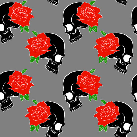 Seamless pattern with skulls backgroundのイラスト素材