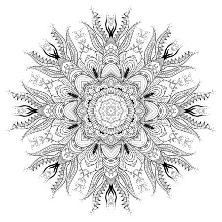 Mandala. Round Ornament Pattern. Snowflakeのイラスト素材
