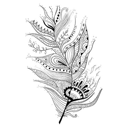 Feather abstract on white background vectorのイラスト素材