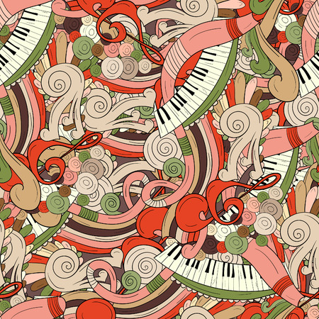 Seamless pattern background with abstract ornaments. Hand draw illustrationのイラスト素材