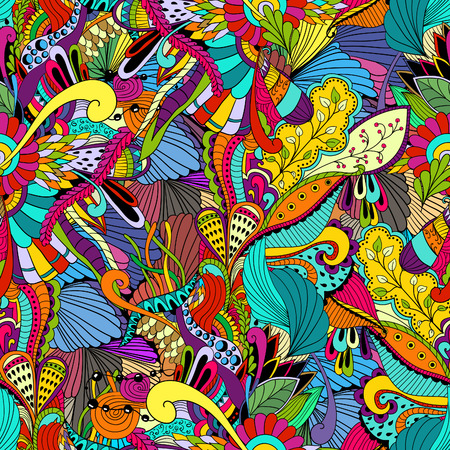 Seamless pattern background with abstract ornaments. Hand draw illustrationのイラスト素材