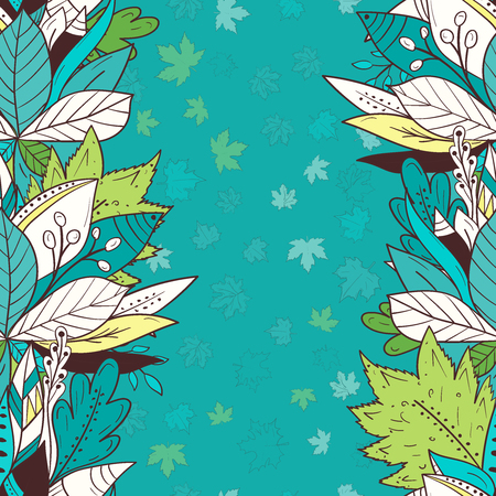 Seamless background with falling autumn leaves. Greeting card for your designのイラスト素材