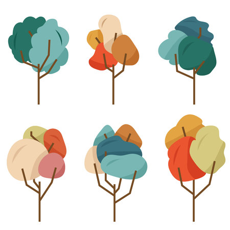 Set of colorful treesのイラスト素材