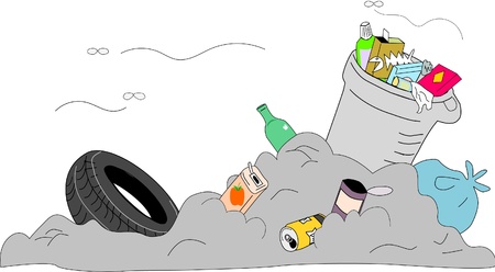 No recycled rubbish disposed improperly that causes bad odor and contaminates the ground.のイラスト素材