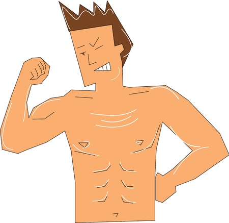 Characterization of muscular, tanned man, with round white lines のイラスト素材