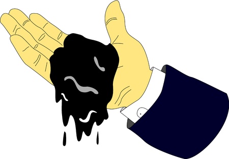 An executive hand holds a small amount of petrol and it drips from his hand. のイラスト素材