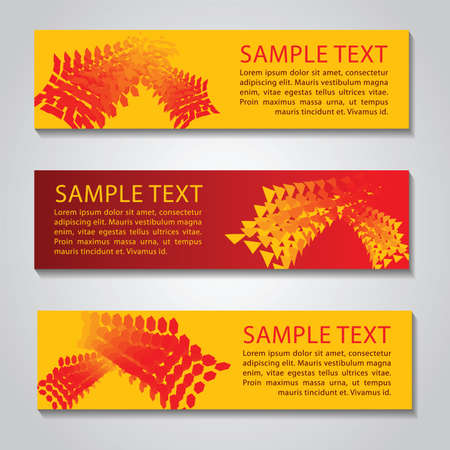 Red and yellow abstract technology banner.Vector corporate design,fly geometric object styleのイラスト素材