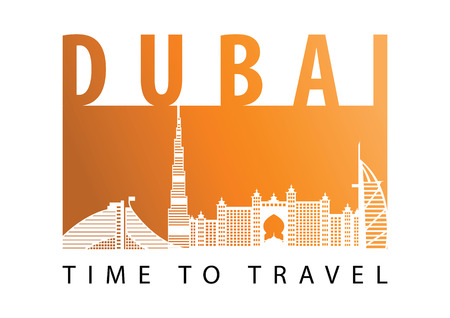 Dubai famous landmark silhouette style,desert tone color,vector illustration,flag color designのイラスト素材