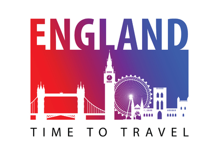 France famous landmark silhouette style,blue and red gradient,vector illustration,flag color designのイラスト素材