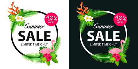 Summer sale offer banner decorative element with its symbol,modern and fashionable design,vector illustrationのイラスト素材