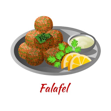 Falafel is delicious and famous food of Halal in colored gradient design icon, vector illustrationのイラスト素材