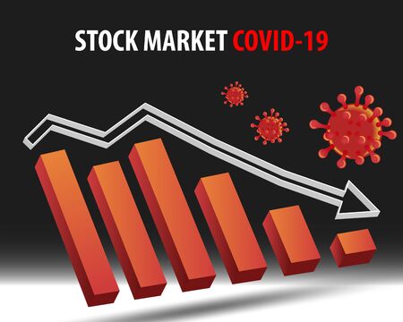 Stock market status in coronavirus crisis with 3d vector illustrationのイラスト素材