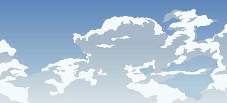 cartoon version of beautiful cloudy blue sky,vector illustratio