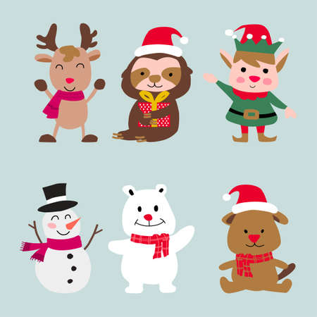 Collection of Christmas decoration element,vector illustrationのイラスト素材