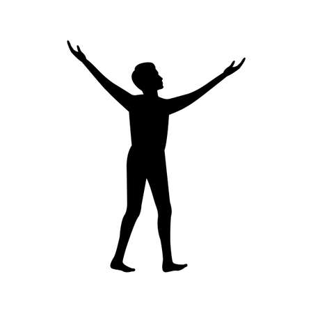 black silhouette design with isolated white background of man being hopeful,vector illstrationのイラスト素材