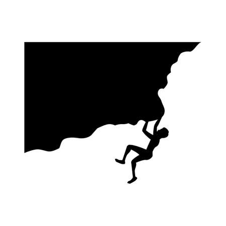 black silhouette design with isolated white background of man climb cliff,vector illstrationのイラスト素材